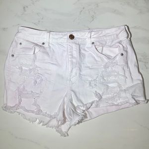 American Eagel White Ripped Jean Shorts